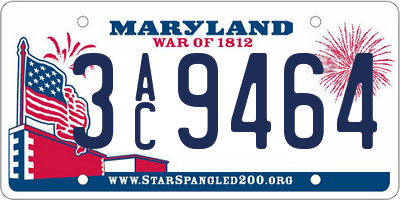 MD license plate 3AC9464