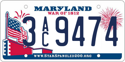 MD license plate 3AC9474