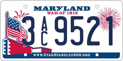 MD license plate 3AC9521
