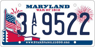 MD license plate 3AC9522