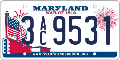 MD license plate 3AC9531