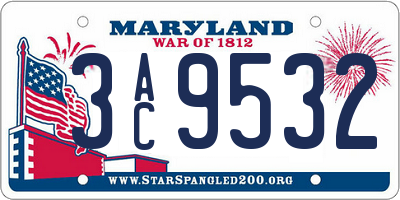 MD license plate 3AC9532