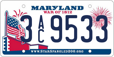 MD license plate 3AC9533