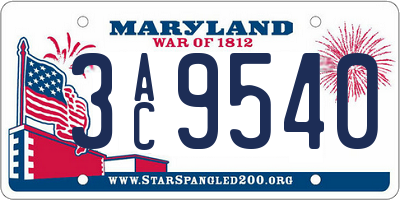MD license plate 3AC9540