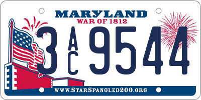 MD license plate 3AC9544