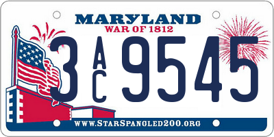 MD license plate 3AC9545