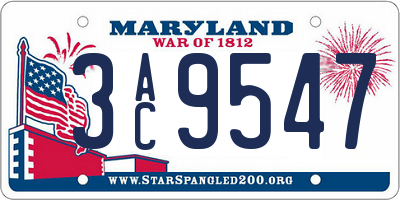 MD license plate 3AC9547