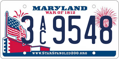 MD license plate 3AC9548