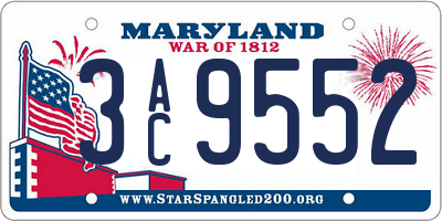 MD license plate 3AC9552