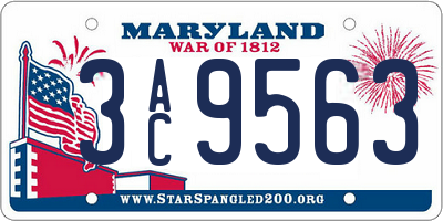 MD license plate 3AC9563