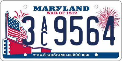 MD license plate 3AC9564