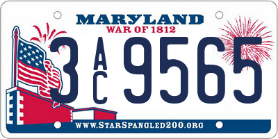 MD license plate 3AC9565