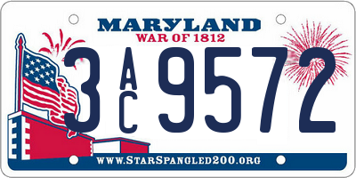 MD license plate 3AC9572