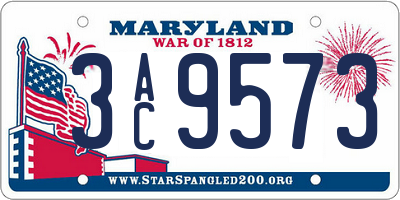 MD license plate 3AC9573