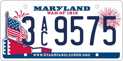 MD license plate 3AC9575