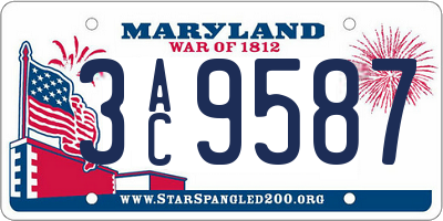 MD license plate 3AC9587