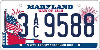 MD license plate 3AC9588