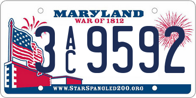 MD license plate 3AC9592