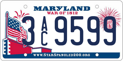 MD license plate 3AC9599