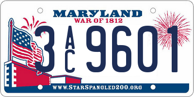 MD license plate 3AC9601