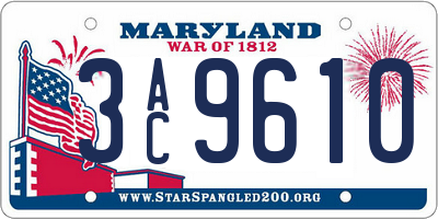 MD license plate 3AC9610