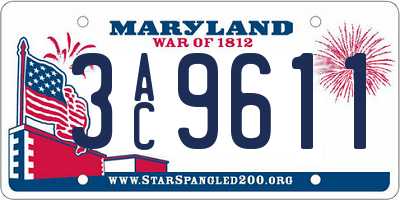 MD license plate 3AC9611