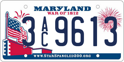 MD license plate 3AC9613