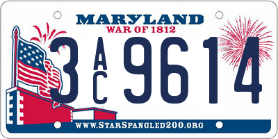 MD license plate 3AC9614