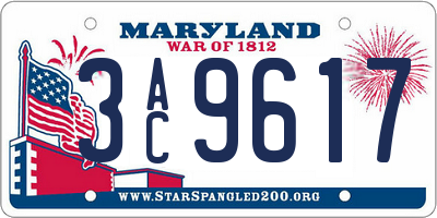 MD license plate 3AC9617