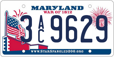 MD license plate 3AC9629