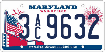 MD license plate 3AC9632
