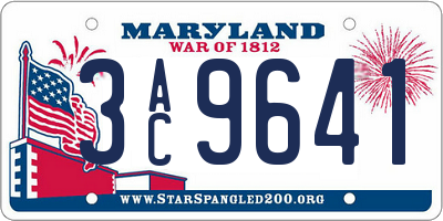 MD license plate 3AC9641