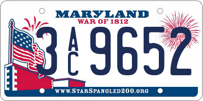 MD license plate 3AC9652