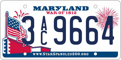 MD license plate 3AC9664