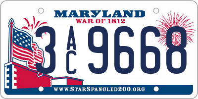 MD license plate 3AC9668