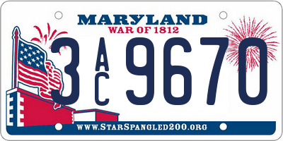 MD license plate 3AC9670