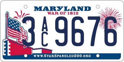 MD license plate 3AC9676