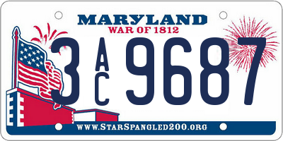 MD license plate 3AC9687