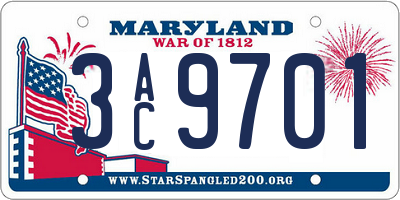 MD license plate 3AC9701