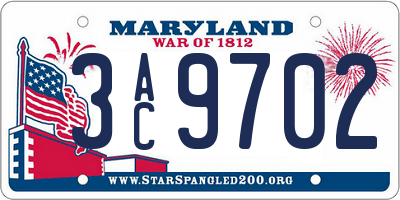 MD license plate 3AC9702