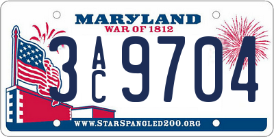 MD license plate 3AC9704