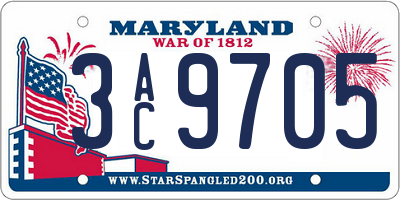 MD license plate 3AC9705