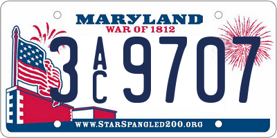 MD license plate 3AC9707