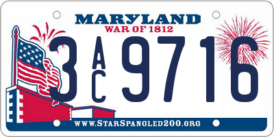 MD license plate 3AC9716