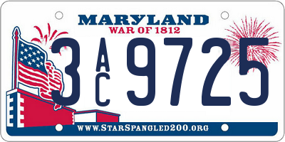 MD license plate 3AC9725