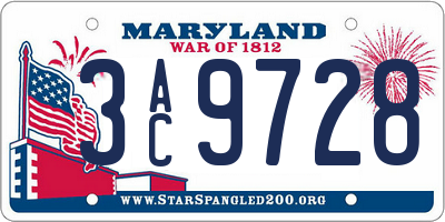 MD license plate 3AC9728