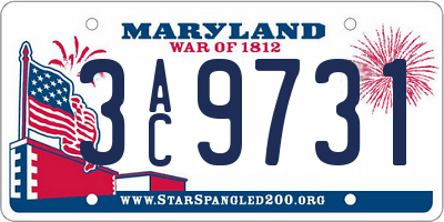 MD license plate 3AC9731