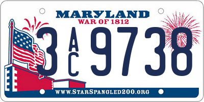 MD license plate 3AC9738