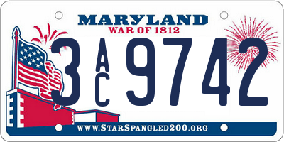 MD license plate 3AC9742