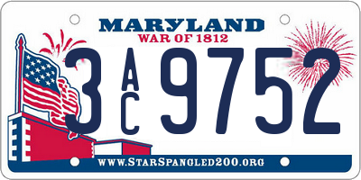 MD license plate 3AC9752